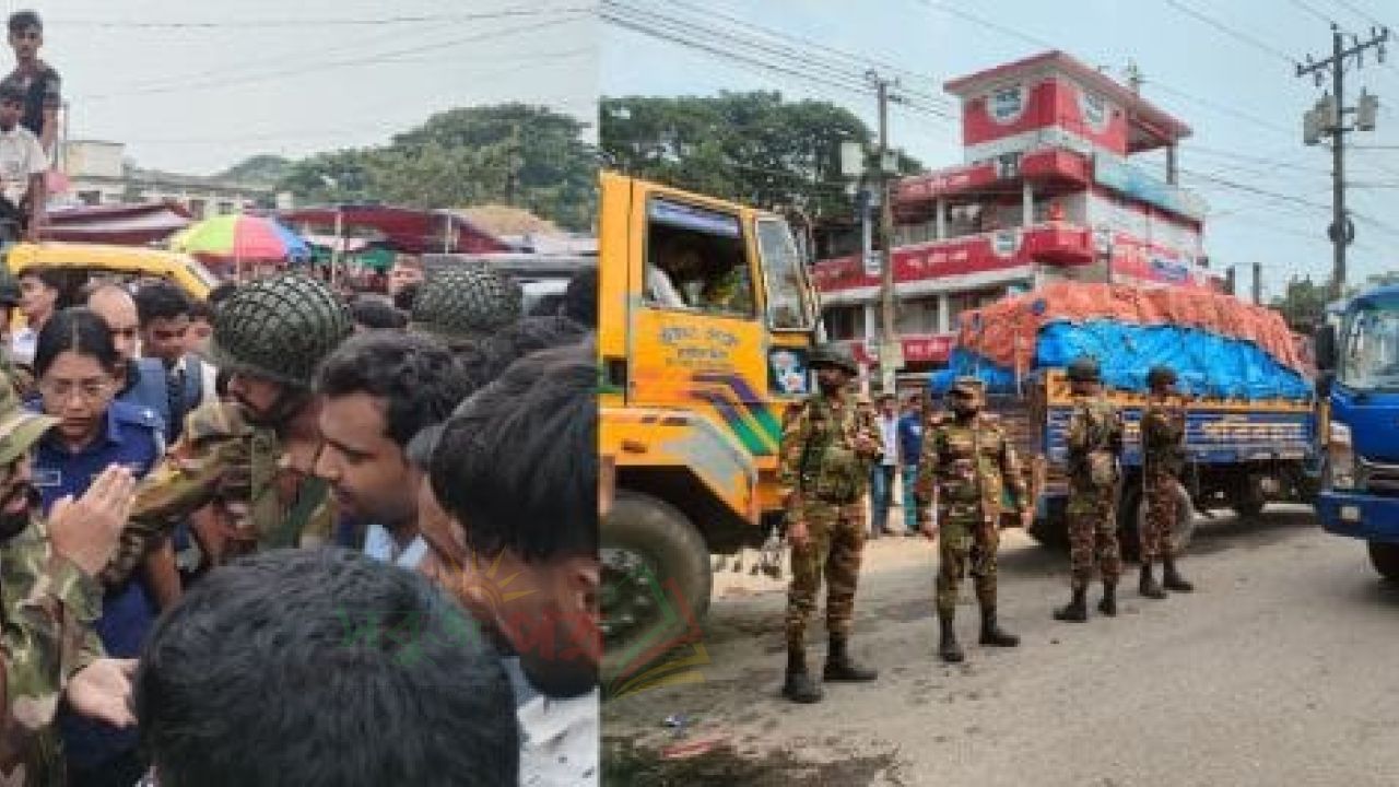 শিক্ষক আহতের ঘটনায় কুমিল্লা-চাঁদপুর মহাসড়কে শিক্ষার্থীদের অবরোধে দীর্ঘ যানজট, সেনা হস্তক্ষেপে স্বাভাবিক